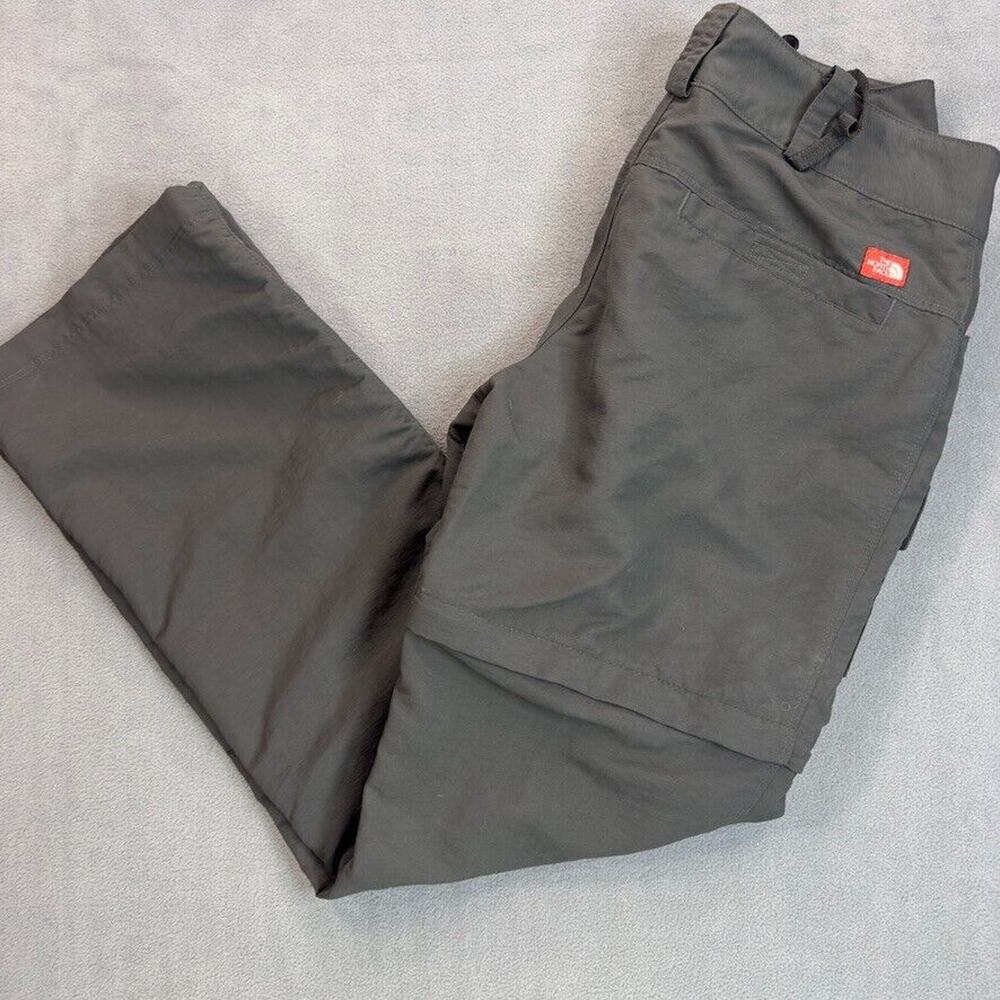 The North Face Hiking Pants Womens 2 Short Gray Nylon Convertible Zip Off Shorts